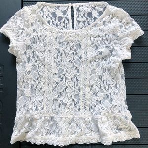 Abercrombie & Fitch White Lace Top Size S